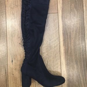 Blue over the knee boots